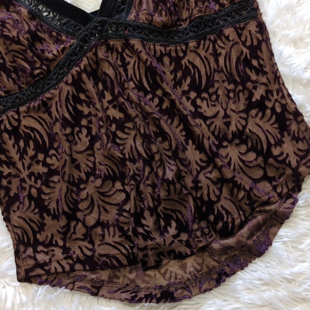 90s Vintage Lip Service Sheer Purple Burnout Velvet Cami Top Medium - Picture 4 of 13